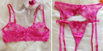 НАБОР ИЗ ТРЁХ ЧАСТЕЙ СЕКСУАЛЬНОГО РОЗОВОГО БЕЛЬЯ S