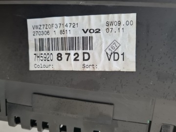 PŘÍSTROJOVÁ DESKA TACHOMETR 7H5920872D VW T5 MULTIVAN