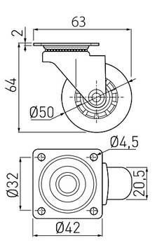 KÓŁKA MEBLOWE BRAZYLIA PRZEZROCZYSTE 50 MM MIX