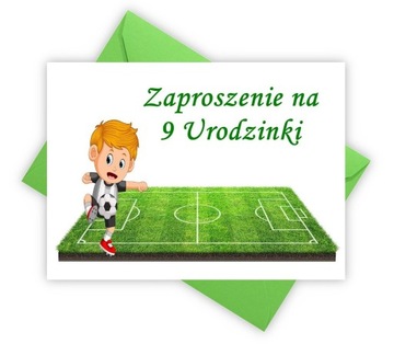 ZAPROSZENIA NA 9 URODZINY DZIEWIĄTE PIŁKA NOŻNA KOPERTY