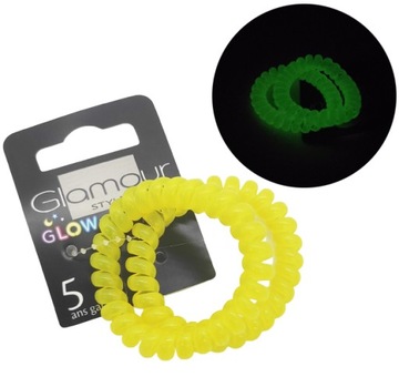 GUMKI DO WŁOSÓW SPRĘŻYNKI FLUO ŚWIECĄCE W CIEMNOŚC
