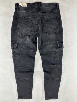 HOUSE jeans czarne bojówki cargo slim fit W31L32 84cm