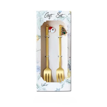 Xmas Spoons Forks Set Stainless Steel Christmas Tableware Elk Christmas