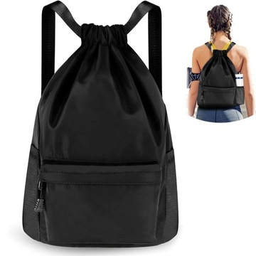 PLECAK SPORTOWY WOREK WODOODPORNY TORBA FITNESS SIŁOWNIA CZARNY 45*18*34cm