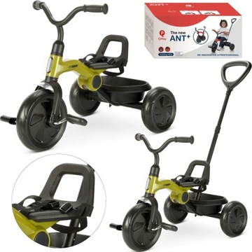 Трехколесный велосипед Qplay Ant Plus с зелеными колесами, регулируемые ремни для ручки