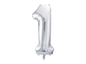 Balon Cyfra 1 Srebrna - 86 cm