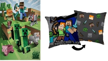 ZESTAW KOC POLAROWY PODUSZKA MINECRAFT STEVE ALEX