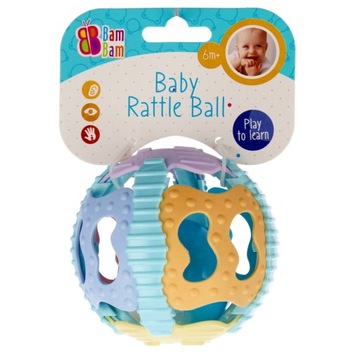 Bam Bam, gumowa kula z dźwiękiem, pastelowa 6m+