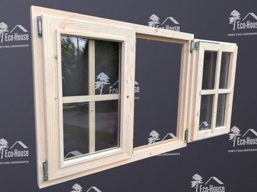 OKNO ROZWIERNO-UCHYLNE DREWNIANE DWUSKRZYDŁOWE 100x80 cm + SZPROS