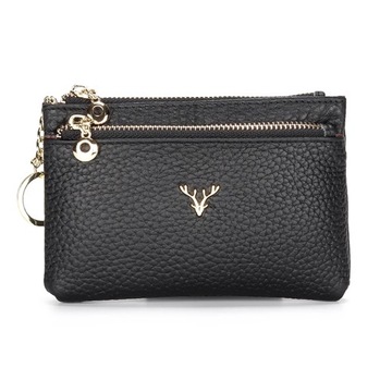 Fashion Coin Purse Ladies Real Leather Wallets Coin Pouch with Zipper