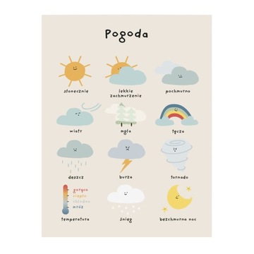 Plakat POGODA obrazek do pokoju dziecka 30x40 MODNY boho vintage