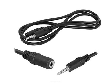 Przedłużacz 4-polowy wtyk - gniazdo Jack 3.5mm 1m
