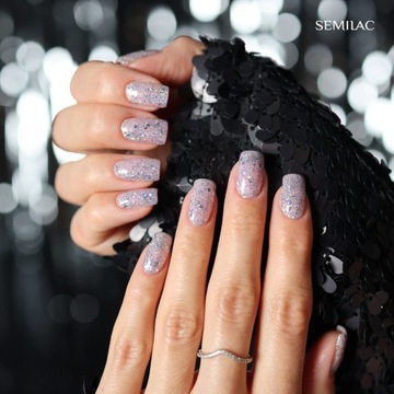 SEMILAC 460 Silver Fireworks Гибридный лак 7 мл с эффектом серебряной вспышки