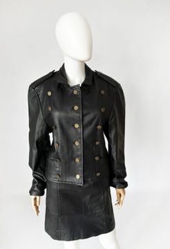 Skórzana kurtka vintage w militarnym stylu skóra naturalna