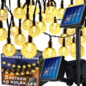 Girlanda solarna ogrodowa lampki na balkon ogrodowe girlandy solarne 5m 40