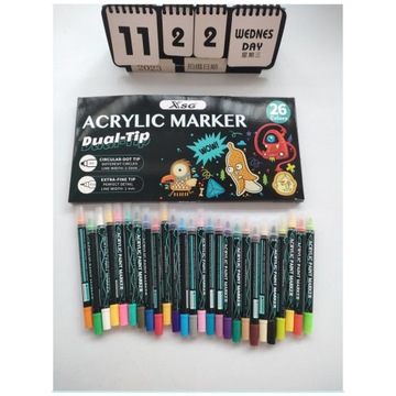 НАБОР МАРКЕТОВ С ДВУМЯ НАКОНЕЧНИКАМИ, 26 ЦВЕТОВ ДЛЯ ХОЛСТА И МЕТАЛЛА