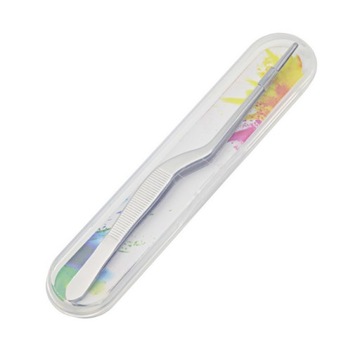 Profilowana pęseta do aplikacji rzęs | ozdób do paznokcie | srebrna