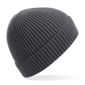 PRĄŻKOWANA CZAPKA BEANIE ZIMOWA GRAFITOWA