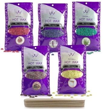 5x WOSK DO DEPILACJI TWARDY DROPSY 100g + SZPATUŁY