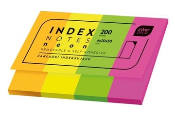Zakładki Indeksujące Neon 20x50mm 4 kol Interdruk