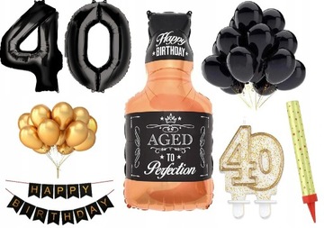 ZESTAW BALONÓW NA 40-TKĘ 40 URODZINY 40-TKA WHISKY