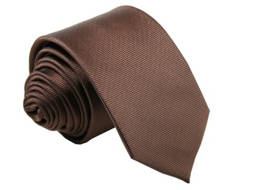 KRAWAT ŻAKARD BRĄZOWY STRUKTURA [2347]