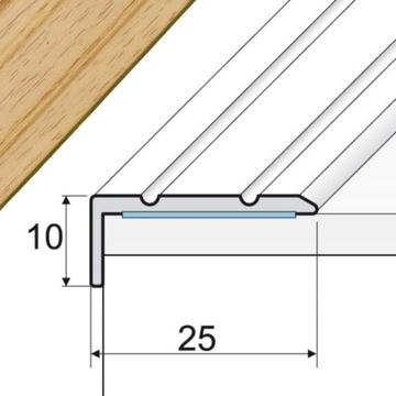 НАКЛЕЙНАЯ СТУПЕНКА ЭФФЕКТОР A31 | Алюминий ДУБ СВЕТЛЫЙ 25x10мм | 180 см