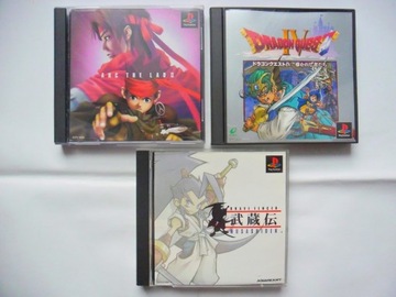 3 Gry Arc the Lad II Musashiden Dragon Quest IV PSX PS1 PSOne PS2 NTSC-J