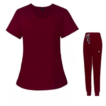 KOMPLET MEDYCZNY DAMSKI SCRUB UNIFORM MUNDUREK BORDOWY ROZMIAR XS