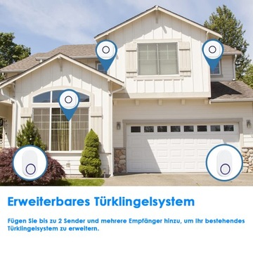 батареи БЕСПРОВОДНОЙ ДВЕРНОЙ ЗВОНОК IP44 Водонепроницаемый 1 передатчик + 2 приемника