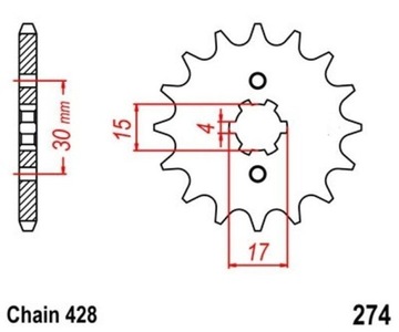 ZĘBATKA PRZEDNIA 16 HONDA CRF H XR C 100