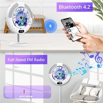 PRZENOŚNY ODTWARZACZ CD BIURKOWY I ŚCIANA 2W1 - GŁOŚNIK BLUETOOTH RADIO FM