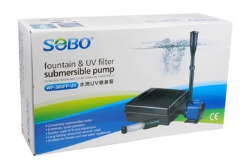 Фонтанный насос 3000л/ч 3в1 фильтр UV-C лампа против водорослей SOBO WP-360FP-UV