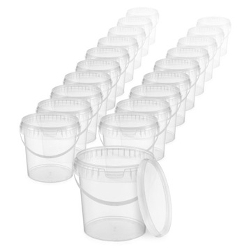 100x Wiadro plastikowe z pokrywą 1 Litr na ŻYWNOŚĆ