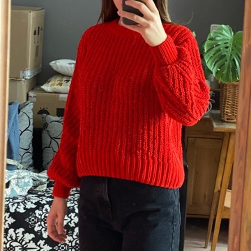 H&M sweter czerwony 34 XS