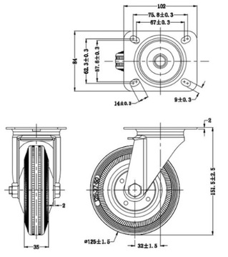 ПОВОРОТНЫЕ КОЛЕСА 125 мм РУЛЕВЫЕ МЕТАЛЛ И РЕЗИНОВЫЕ КОЛЕСА ДЛЯ ТЕЛЕЖЕК 400 кг