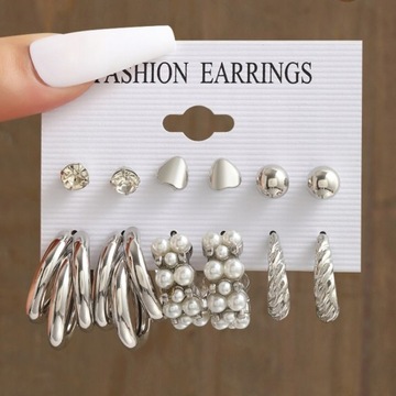 Набор серег с подвесками из металла серебряного цвета