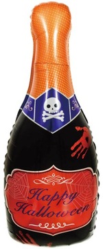 BALON FOLIOWY NA HAPPY HALLOWEEN BUTELKA NAPIS CZASZKA 99x48 cm BALONY