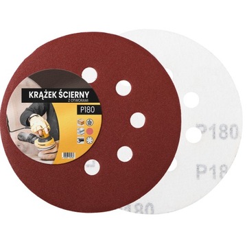 50x дисков с наждачной бумагой на липучке, 125 мм, диски с отверстиями P180, абразивный диск