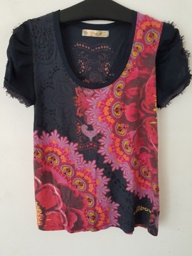 DESIGUAL T-SHIRT BLUZKA R.L/XL BOHO ORYGINALNA