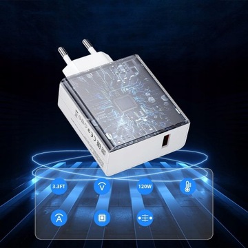 БЫСТРОЕ СЕТЕВОЕ ЗАРЯДНОЕ УСТРОЙСТВО ДЛЯ ТЕЛЕФОНА БЫСТРАЯ ЗАРЯДКА 120Вт 20В 6А 96,2*29*55мм