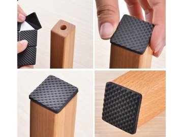 НАКЛАДКИ РЕЗИНОВЫЕ ПРОТИВОСКОЛЬЗЯЩИЕ САМОКЛЕЯЩИЕСЯ ДЛЯ МЕБЕЛЬНЫХ СТУЛЬЕВ, ЧЕРНЫЕ x 48