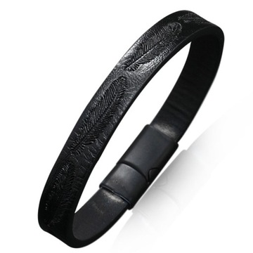 SKÓRZANA BRANSOLETKA MĘSKA PIÓRKO