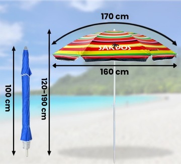 Parasol plażowy ogrodowy łamany wodoodporny z filtrem UV duży z pokrowcem