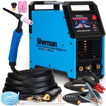 SPAWARKA INWERTEROWA SHERMAN TIG 200 LCD AC DC MMA PULS IGBT HF 230V 200A