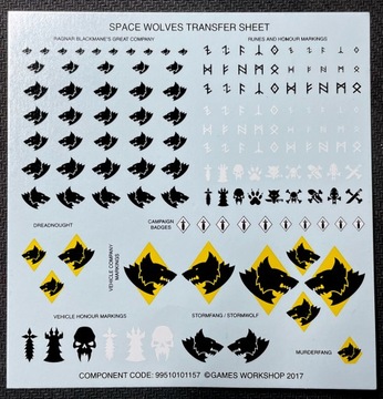 Space Marine Space Wolves 2017 Transfer Sheet Transfery kalkomanie
