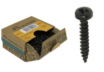 Wkręty czarne śruby do drewna MUSTAD Panelvit 4x20