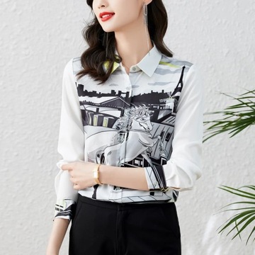 Fashion Casual Printing Shirts Blouse Women Tops W