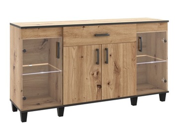 Komoda z witrynami do salonu 160cm szuflada szafka