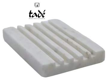 Tadé Mydelniczka żebrowana z białego krystalicznego marmuru 12x8.5xh1.7cm